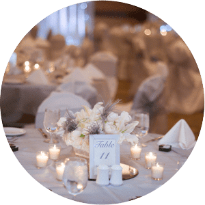 Dining table set up for wedding or special event