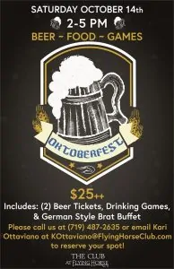 Image advertising Oktoberfest at Flying Horse on October 14th